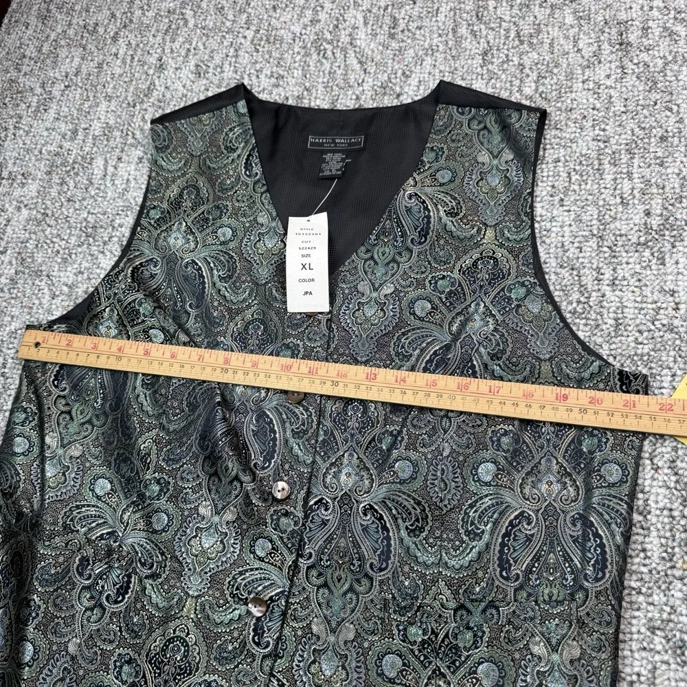Vintage Harris Wallace Vest Womens XL Tapestry Green Black Floral NWT